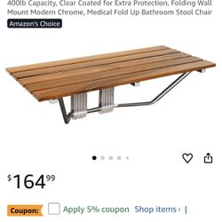 36” ADA Compliant Foldable Teak Shower Seat