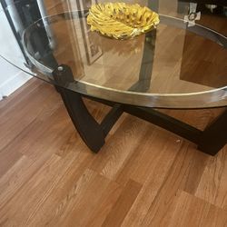 Glass coffee table and two glass and tape