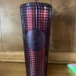 Plum  Grid Starbucks Cup