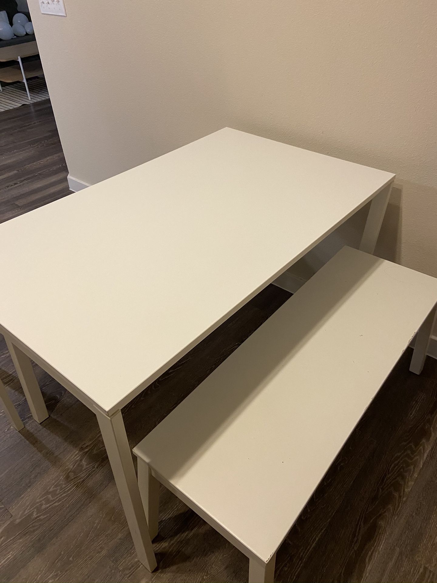 Dining table with benches