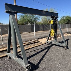2 Ton Rolling Adjustable Gantry With New R&M 2 Ton Hoist