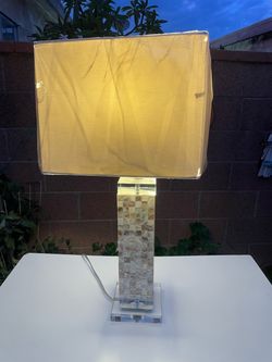 Mother of Pearl Mosaic Table Lamp with Acrylic Base