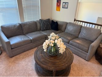 Grey all leather Craftmaster sectional