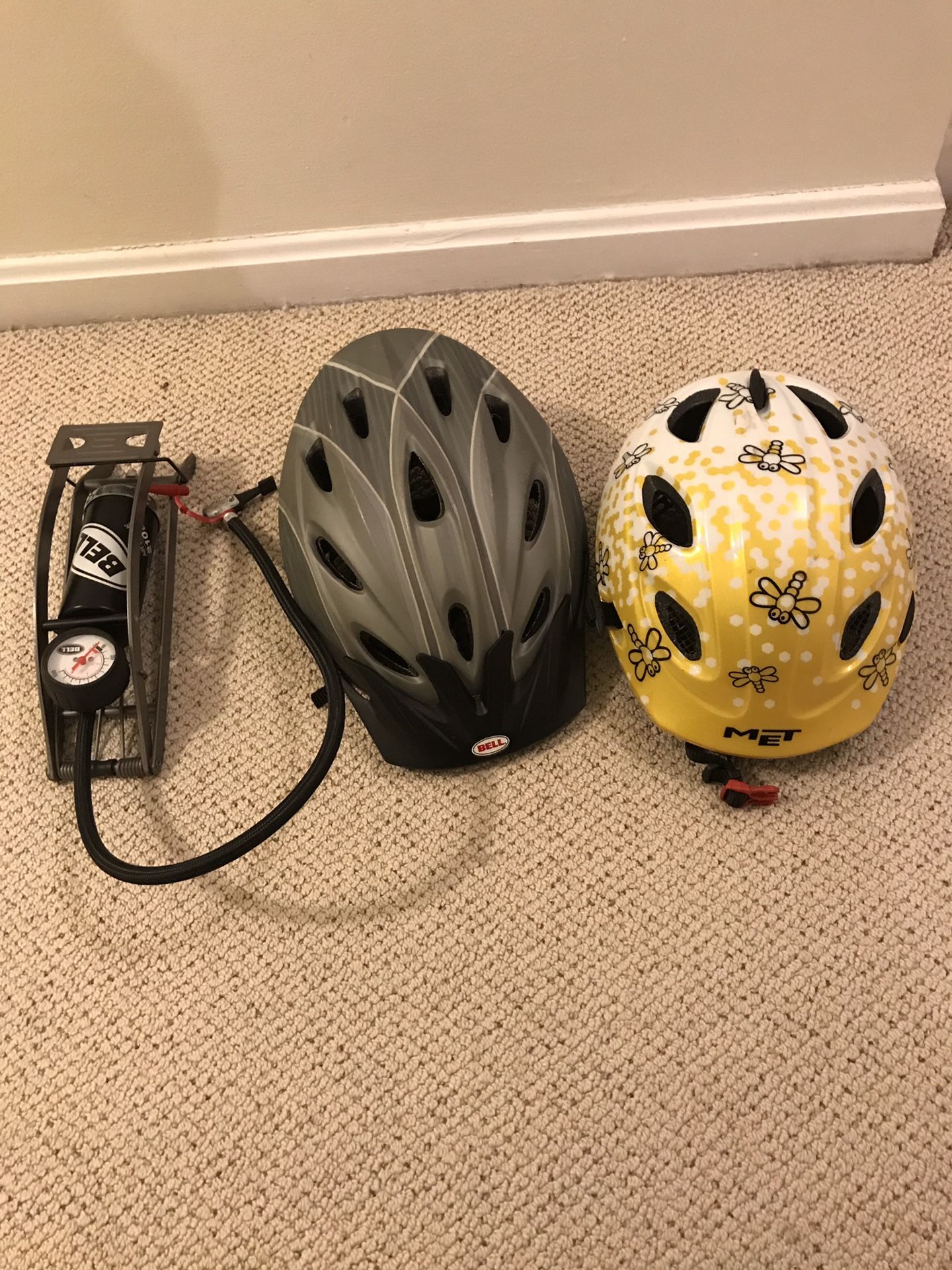 2 bike helmet and bike pump $15