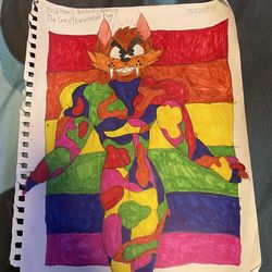 Colorful Wolf Character Art Print - Rainbow Fantasy Canine Drawing