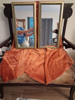 Pair of Gold Ornate Framed Wall Mirrors