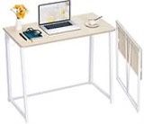 Folding Desk, Small Foldable Desk 31.5" for Small Spaces, Space Saving Computer Table Writing Workstation for Home Office, Easy Assembly, Oak