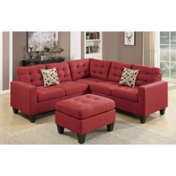 Red Sectional Sofa With Ottoman 