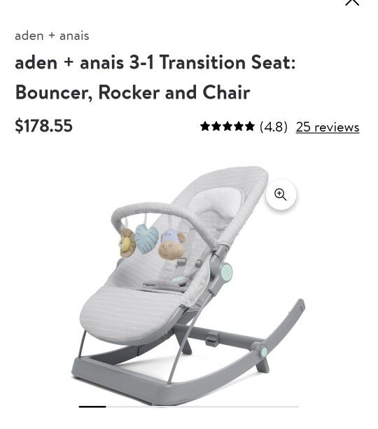aden + anais 3-in-1 transition seat baby bouncer rocker