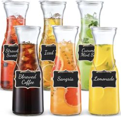 Set of 6 Glass Carafe with Lid