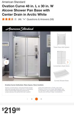 American Standard Ovation Curved Center Drain Base