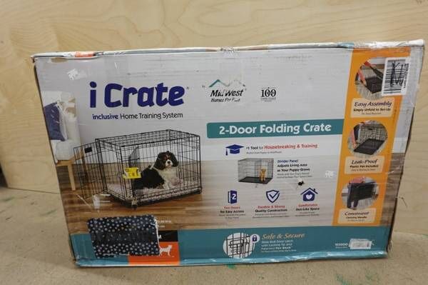 MidWest Pets 30″ Two-Door iCrate Folding Dog Crate Kennel in Black