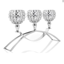 Silver Bling Crystal Candle Holder