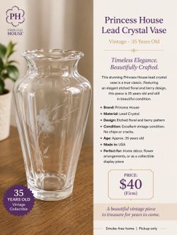 Vintage Princess House Crystal Vase – 35 Years Old – Excellent Condition