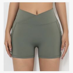 Womens Yoga Spandex Shorts W/pockets Xs