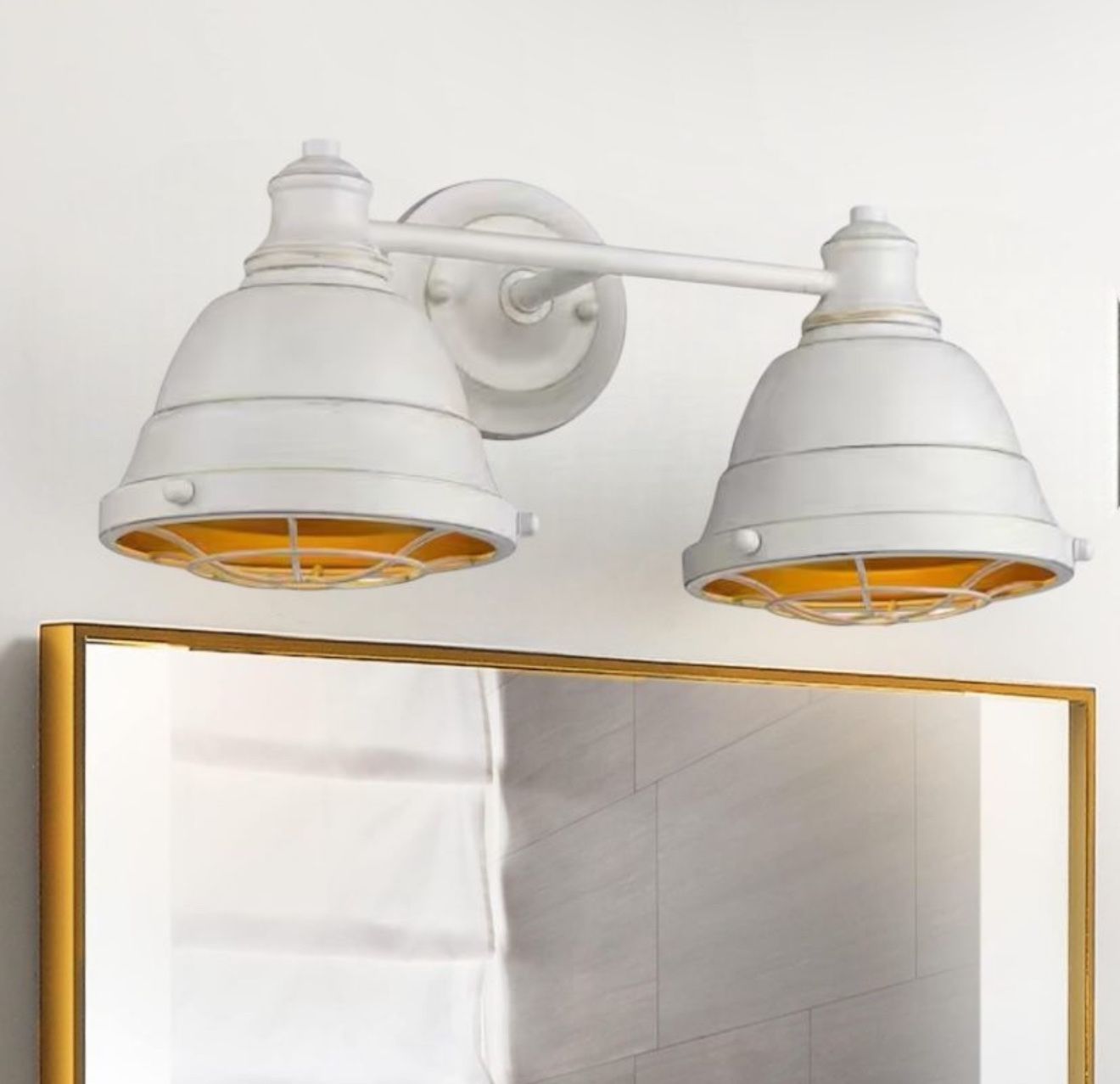 17” 2-Light French Antique White Wall Light