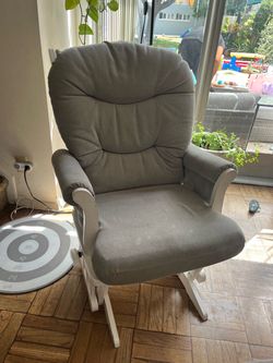 Glider Rocking Chair with Gray Cushions