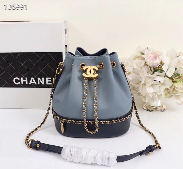 Chanel Lambskin Caviar Cc Drawstring Bucket Bag Blue Black For In Los Angeles Ca Offerup