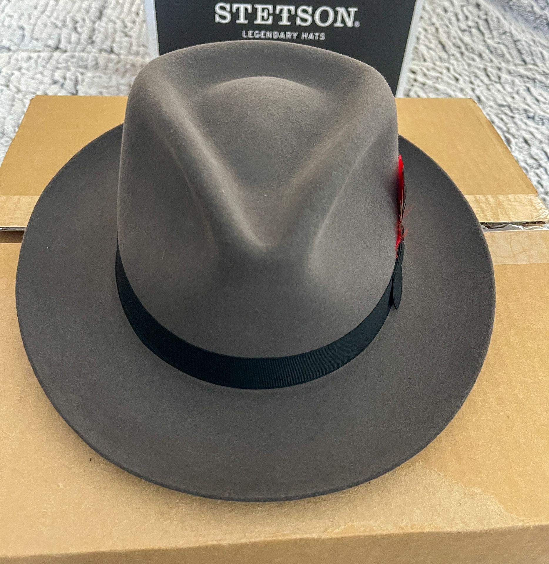 STETSON ROYAL FEDORA HAT - Color: Caribou (gray), Size: 57