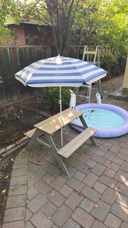 Kids Outdoor Picnic Table with Umbrella