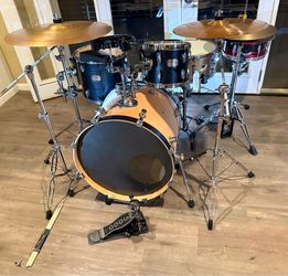 Complete 4 piece drum set Pearl Export 22 bass 12 tom & snare 16” PDP M7 floor Gretsch snare Zildjian ZXT ride SABIAN cymbals stands new double pedal