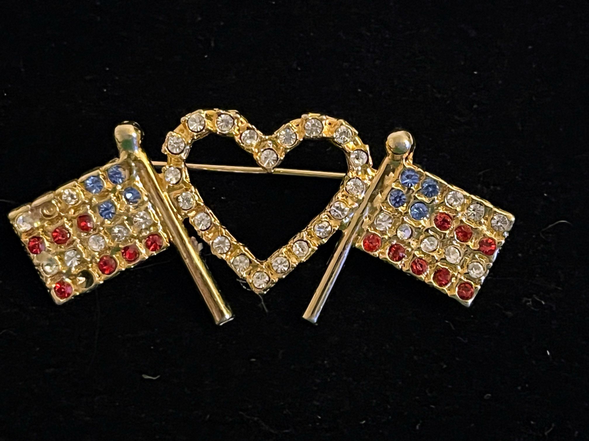 Patriotic Rhinestone Patriotic Flag - Brooch