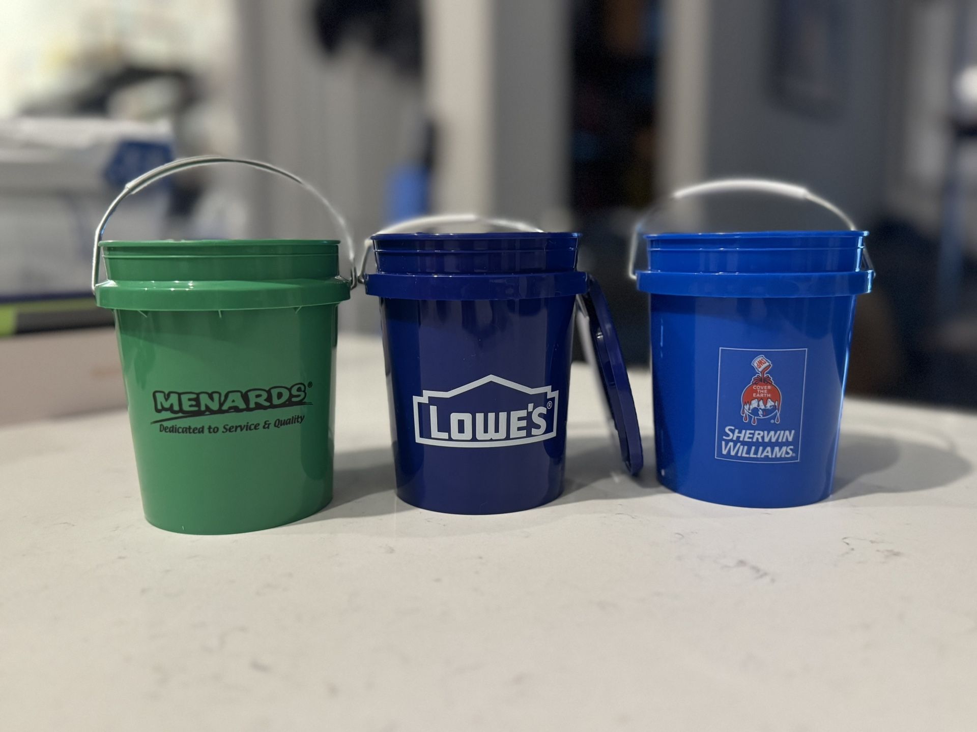 Mini Plastic Bucket Lot of 3 Menards Lowe’s Sherwin Williams New with Tags