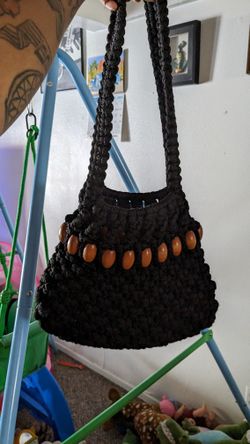 Beautiful Homemade Knitted Black Purse