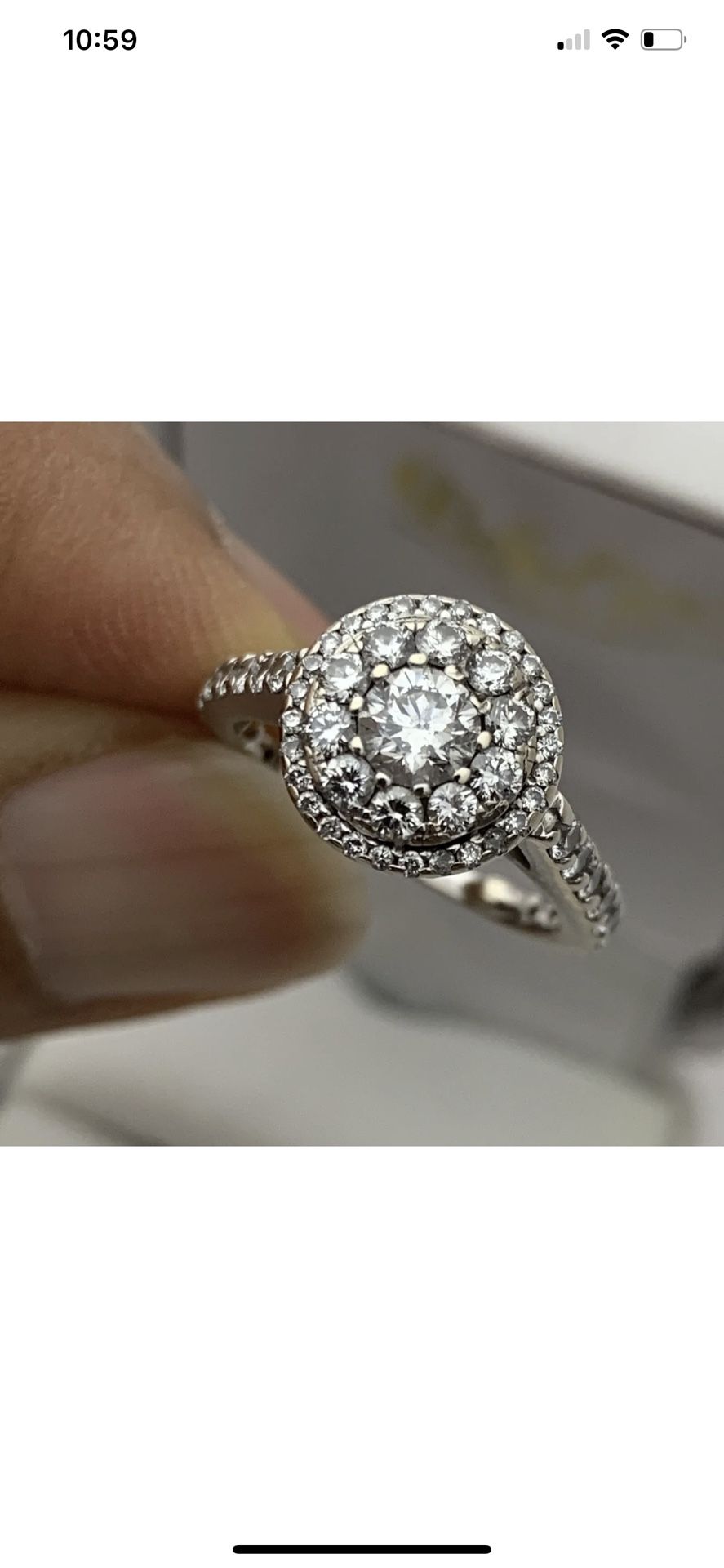 14k White Gold Genuine Natural VS Clarity F-G Color Diamond Engagement Ring