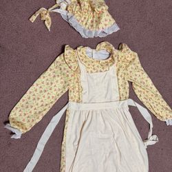 New Medium 8 10 girls kids prarie dress bonnet costume peasant colonial renaissance