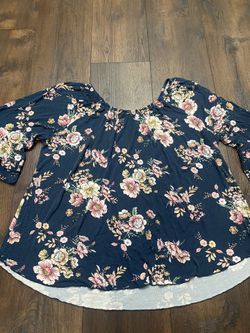 Womans Blue Flower Shirt Size 3x By Always Indigo #8