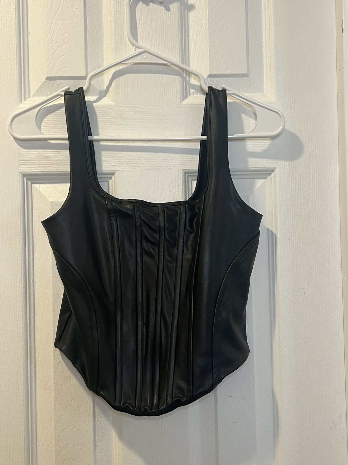 EXPRESS leatherette, corset top