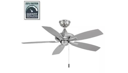 Hampton Bay Gazebo III 42 in. Indoor/Outdoor Wet Rated Brushed Nickel Ceiling Fan NEW