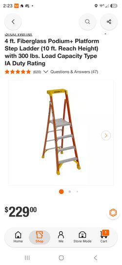 Werner 4 ft. Fiberglass Podium+ Platform Step Ladder