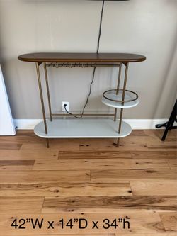 West elm walnut and white mid century bar cart