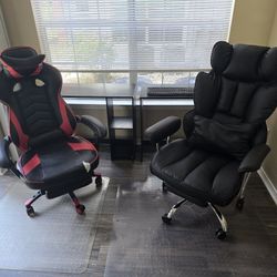 2 desks 2 floor mats 2 used office chairs 