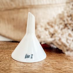 Vintage Apothecary Lab Filter Funnel Glazed Porcelain Laboratory White Small Industrial Decor