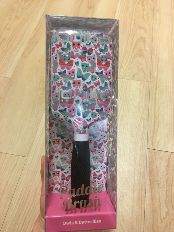 Owls butterflies Ionika Paddle Brush flat wide detangler professional hair styling smooth heat resistant pink