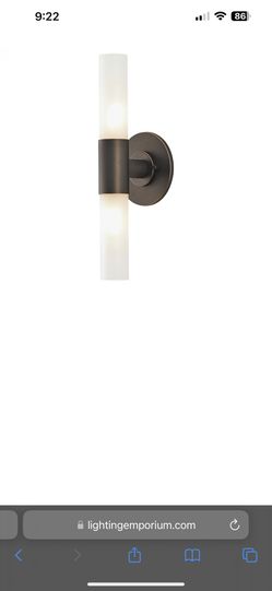 “ALICO/ELK LIGHTING CO.”DOUBLE CYLINDER 2-LIGHT VANITY LAMP IN OIL RUBBED BRONZE WITH WHITE OPAL GLASS