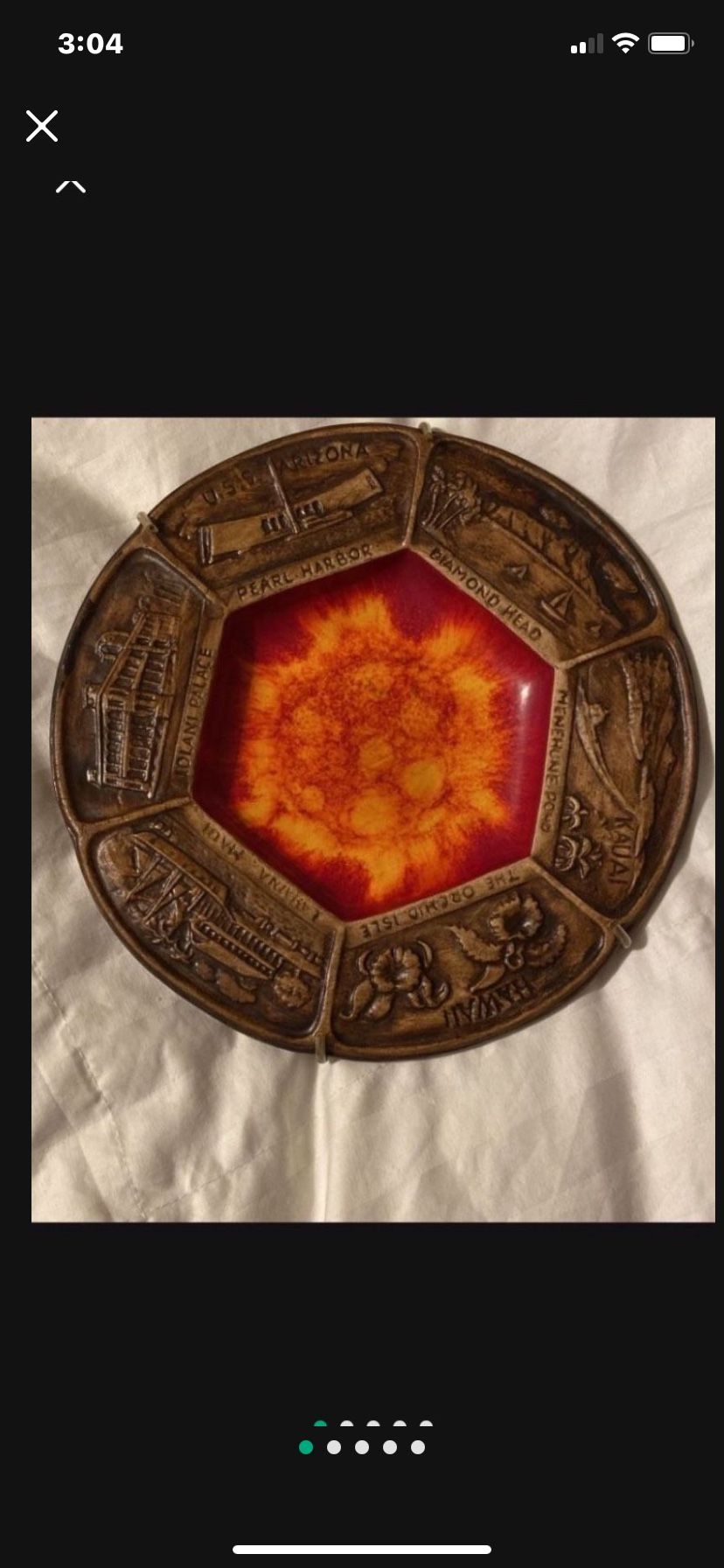 Vintage Hawaiian Islands Souvenir Plate On Wall Hanger