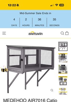 New in box MEDEHOO AIR7016 Catio Outdoor Cat Enclosure, Cat Window Box for 1-2 Cats with Weatherproof Asphalt Roof & Lockable Door, Expendable Secure 