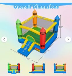 New Inflatable Bounce House Kids Jumping Castle w/ Slide&Ocean Balls and Blower