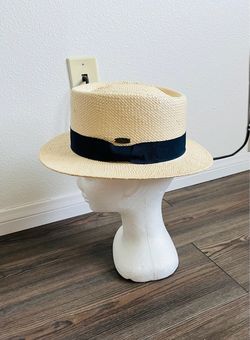 Men's Straw Fedora with Navy Band - Classic Summer Fedora
