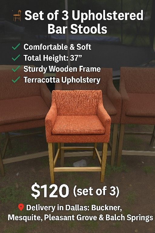 🪑 Set of 3 Upholstered High Chairs – Super Comfortable