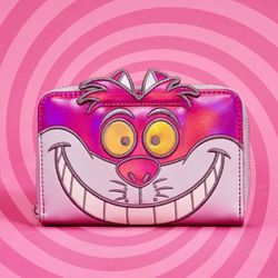 Cheshire Cat Alice in Wonderland Small Wallet Pink Patent Loungefly New