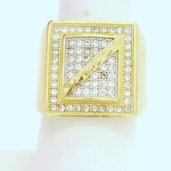 Mens 14kt Yellow Gold Diamond Cocktail Ring