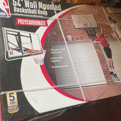 NBA Official 54 In. Wall-Mounted Basketball Hoop with Polycarbonate Backboard