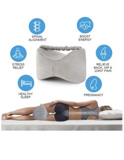 NEW IN BOX-Knee Pillow for Side Sleepers - Ergonomically Designed for Back Pain, Sciatic Nerve Pain Relief, Leg Pain, Pregnancy and Joint Pain - Memo