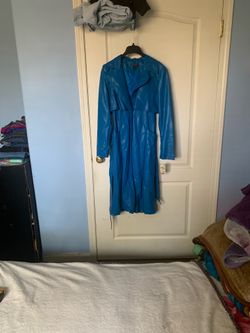 International concepts Bright Peacock Faux leather trench coat