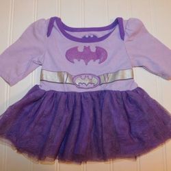 DC Comics Baby Girls NEWBORN Purple Sparkle Tulle Bat Girl Dress - Halloween 